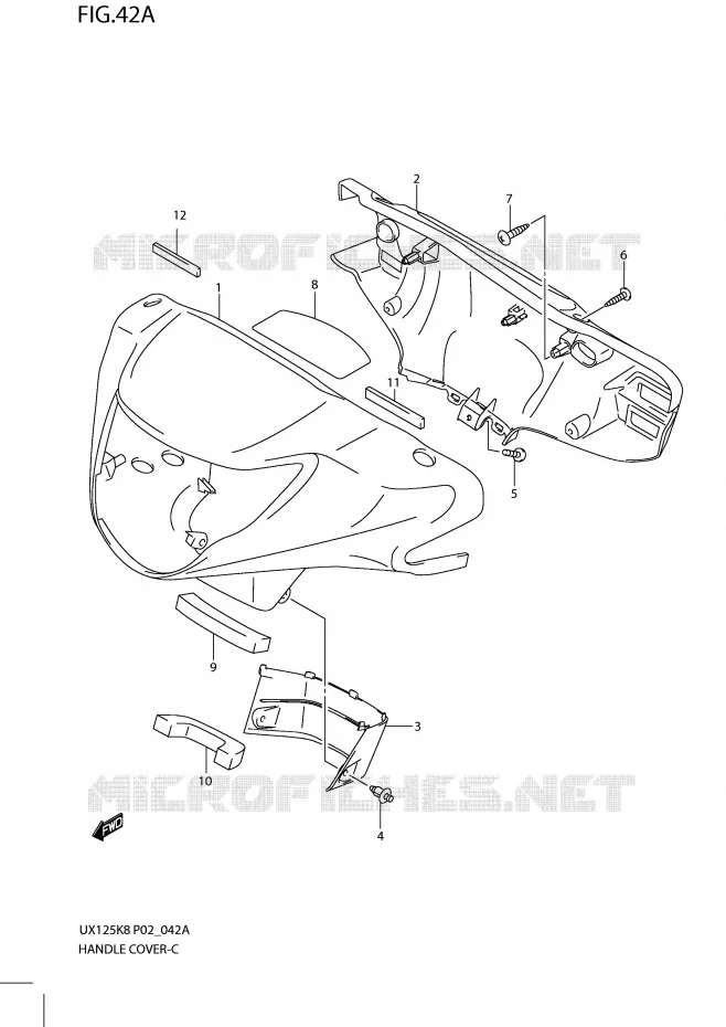 CARENAGE DE GUIDON (MODEL L0) Suzuki SCOOTER 125 SIXTEEN 2010  UX125L0(P02)
