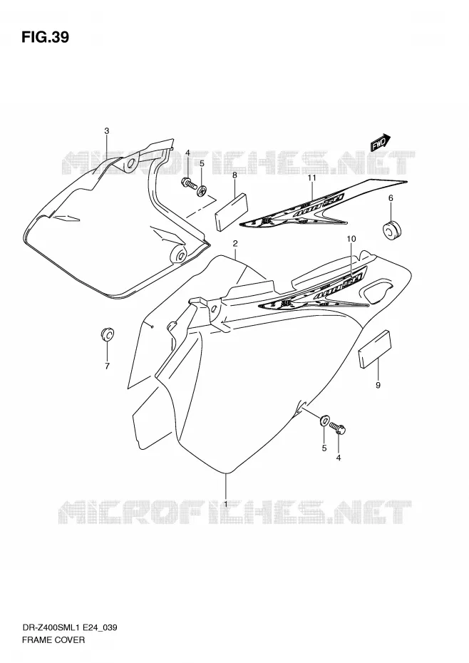 CARENAGES ARRIERE Suzuki MOTO 400 DR-Z 2011  DR-Z400SML1(E24)
