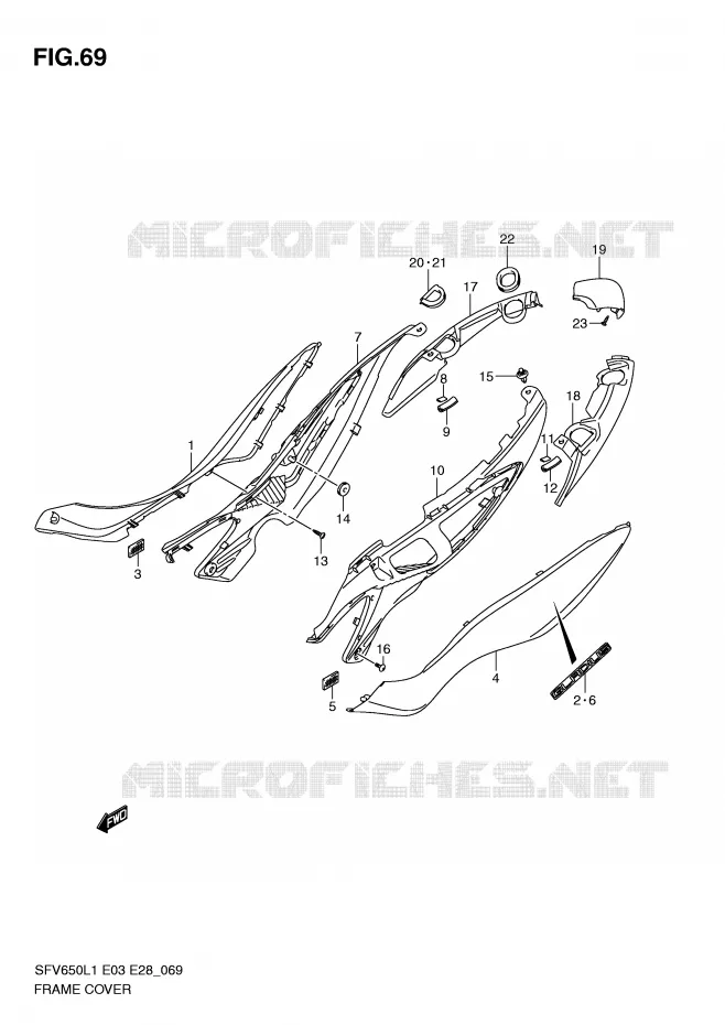 CARENAGES (SFV650L1 E3) Suzuki MOTO 650 GLADIUS 2011  SFV650AL1(E3/E28)
