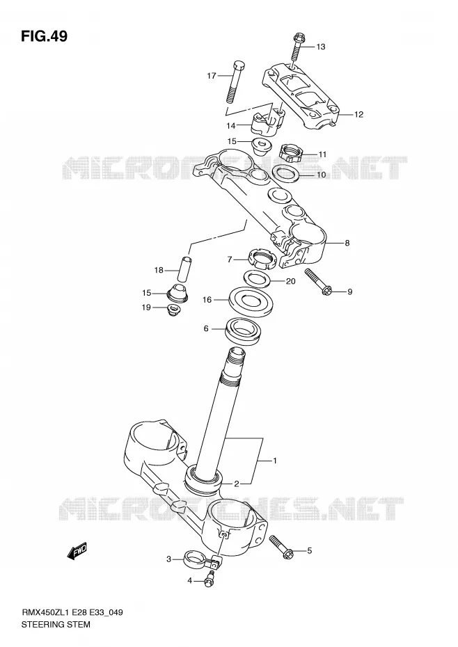 COLONNE DE DIRECTION Suzuki MOTO 450 RMX-Z 2011  RMX450ZL1(E28/E33)
