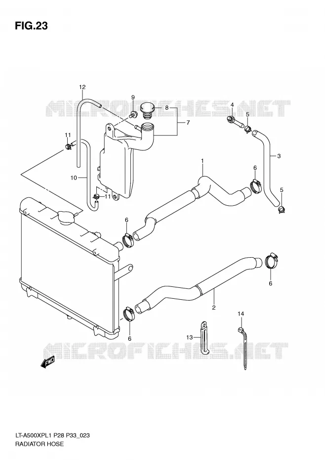 DURITE DE RADIATEUR Suzuki QUAD 500 KINGQUAD 2011  LT-A500XPZL1(P28/P33)