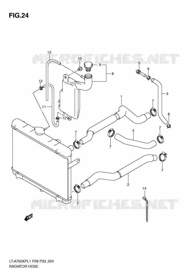 DURITE DE RADIATEUR Suzuki QUAD 750 KINGQUAD 2011  LT-A750XPL1(P28/P33)