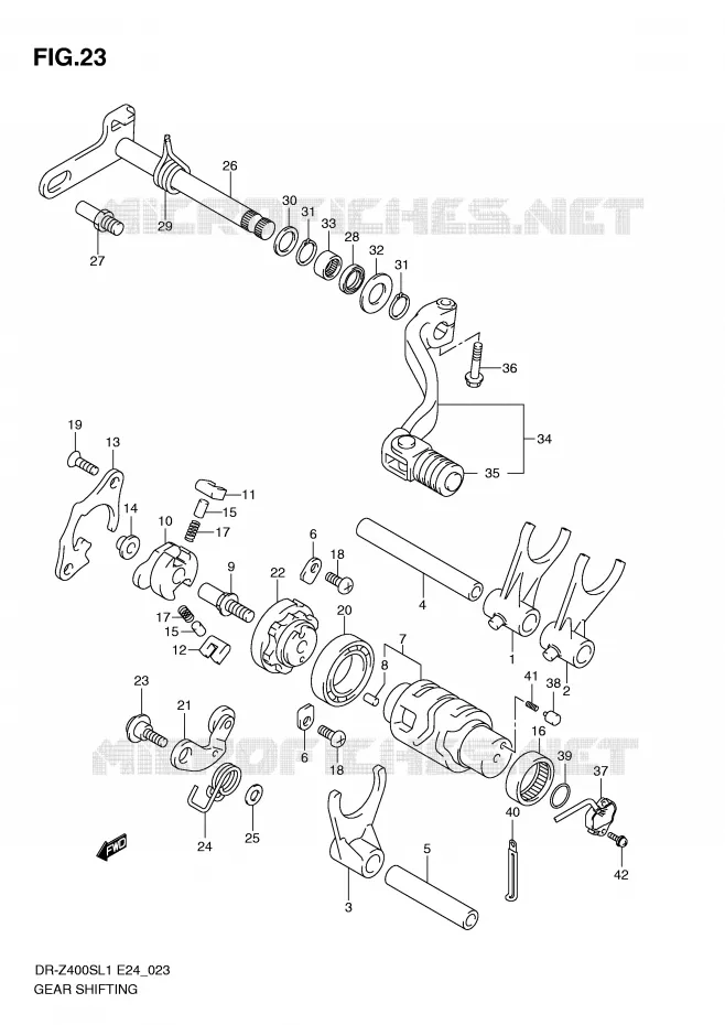 ENSEMBLE DE SELECTION DE VITESSES Suzuki MOTO 400 DR-Z 2011  DR-Z400SL1(E24)