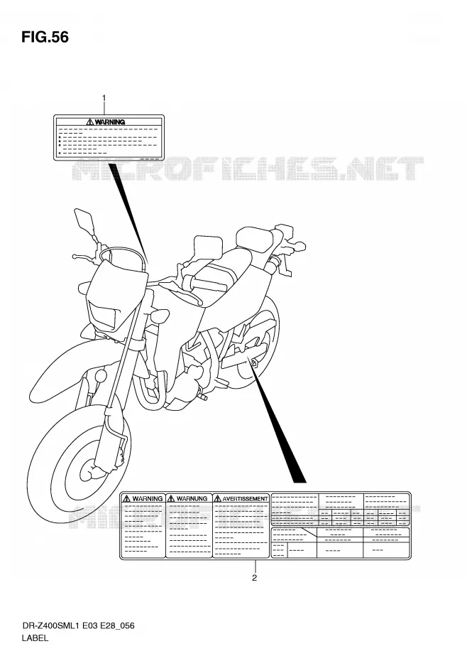 ETIQUETTE (DR-Z400SML1 E28) Suzuki MOTO 400 DR-Z 2011  DR-Z400SML1(E3/E28)