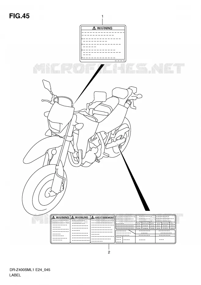 ETIQUETTE Suzuki MOTO 400 DR-Z 2011  DR-Z400SML1(E24)