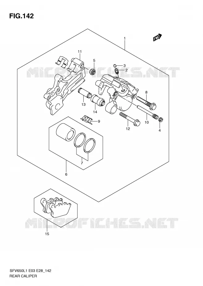 ETRIER DE FREIN ARRIERE (SFV650AL1 E33) Suzuki MOTO 650 GLADIUS 2011  SFV650L1(E3/E28)
