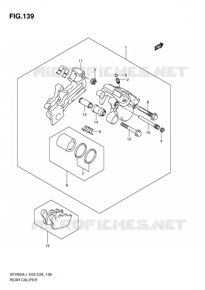ETRIER DE FREIN ARRIERE (SFV650L1 E3) Suzuki MOTO 650 GLADIUS 2011  SFV650AL1(E3/E28)