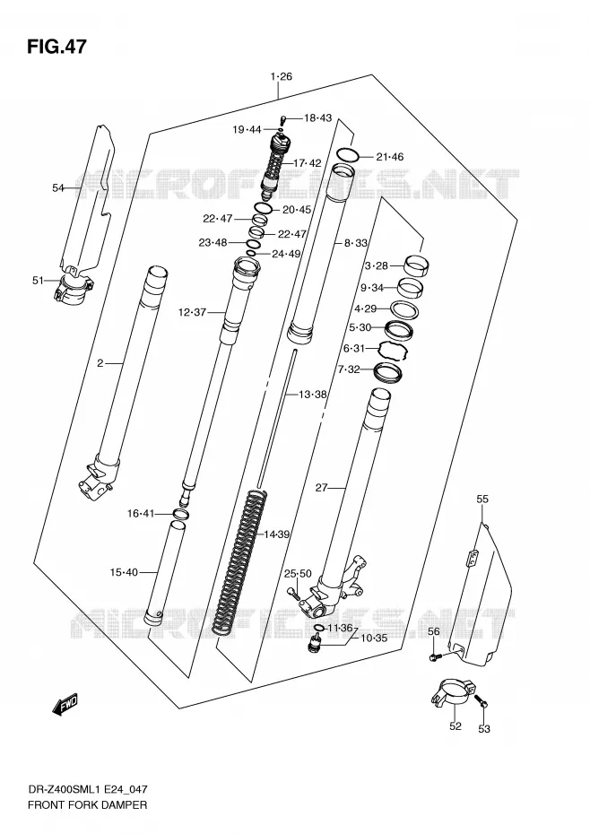 FOURCHE Suzuki MOTO 400 DR-Z 2011  DR-Z400SML1(E24)