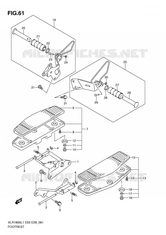 REPOSE PIEDS (VLR1800L1 E3) Suzuki MOTO 1800 INTRUDER 2011  VLR1800TL1(E3/E28)