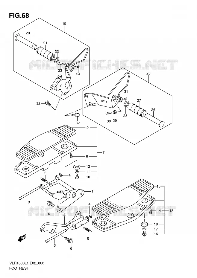 REPOSE PIEDS (VLR1800TL1 E2) Suzuki MOTO 1800 INTRUDER 2011  VLR1800L1(E2)