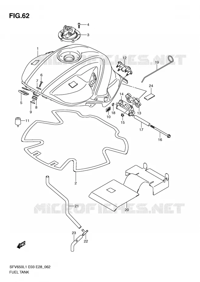 RESERVOIR D'ESSENCE (SFV650L1 E33) Suzuki MOTO 650 GLADIUS 2011  SFV650AL1(E3/E28)