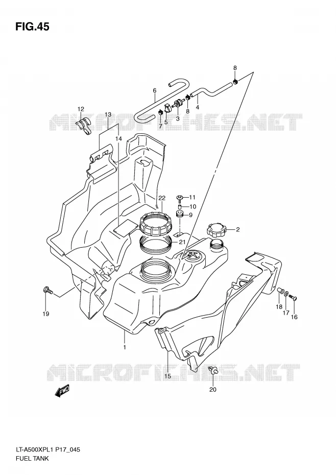 RESERVOIR D'ESSENCE Suzuki QUAD 500 KINGQUAD 2011  LT-A500XPL1(P17)