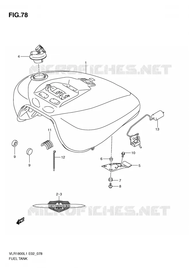 RESERVOIR D'ESSENCE (VLR1800UFL1 E19) Suzuki MOTO 1800 INTRUDER 2011  VLR1800L1(E2)