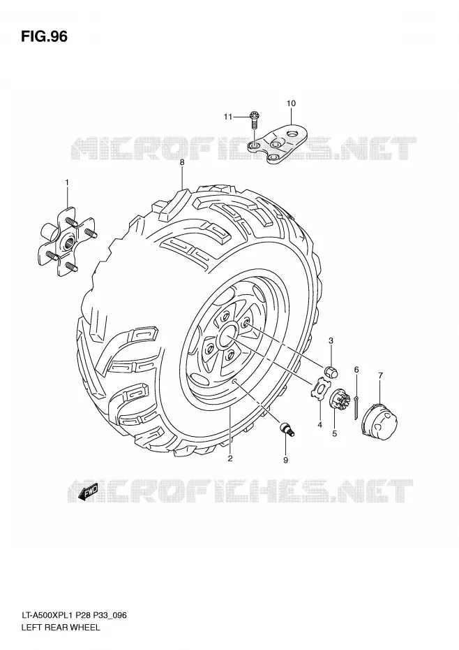 ROUE ARRIERE GAUCHE Suzuki QUAD 500 KINGQUAD 2011  LT-A500XPZL1(P28/P33)