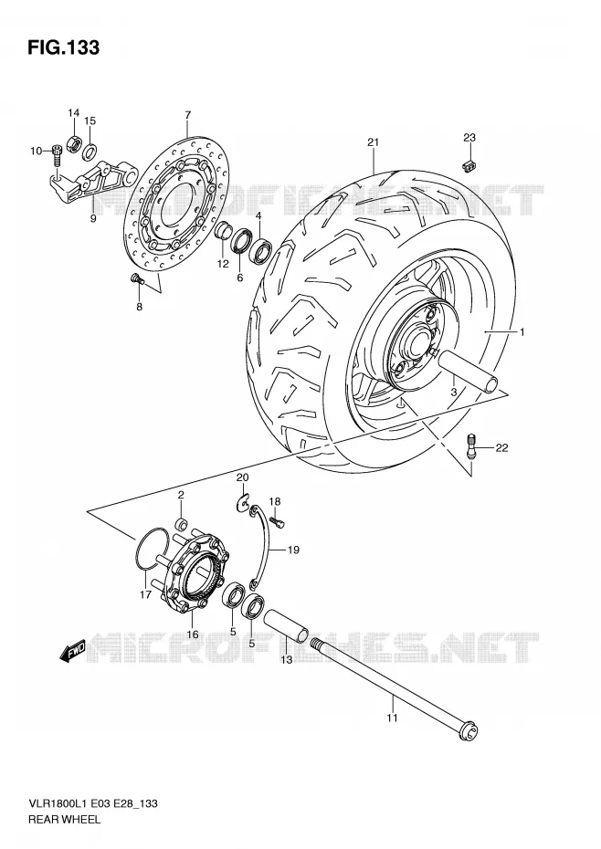 ROUE ARRIERE (VLR1800TL1 E28) Suzuki MOTO 1800 BOULEVARD 2011  VLR1800TL1(E3/E28)