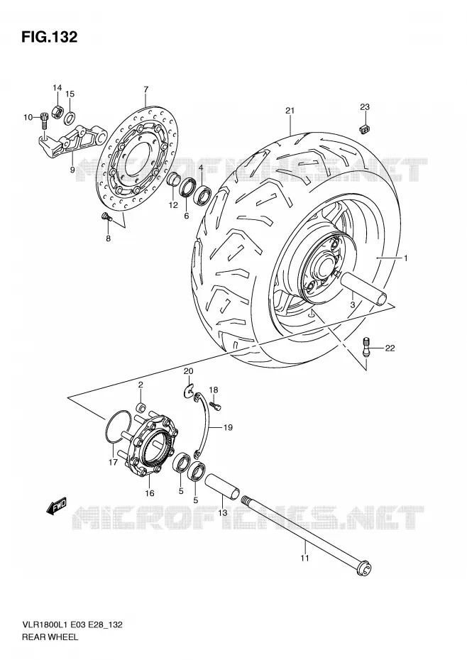 ROUE ARRIERE (VLR1800TL1 E3) Suzuki MOTO 1800 INTRUDER 2011  VLR1800L1(E3/E28)
