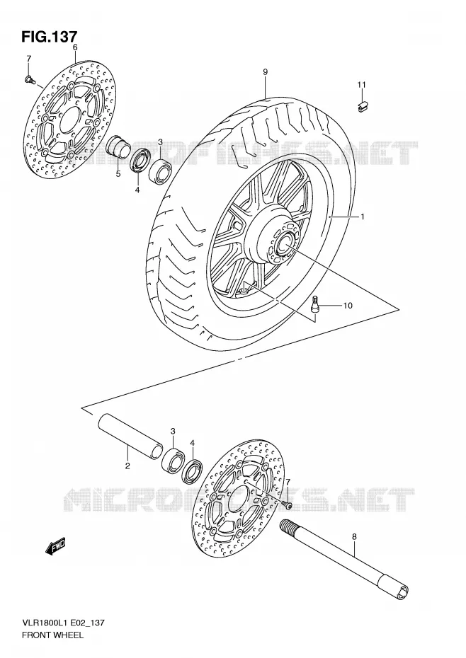 ROUE AVANT (VLR1800TL1 E2) Suzuki MOTO 1800 INTRUDER 2011  VLR1800TL1(E2)