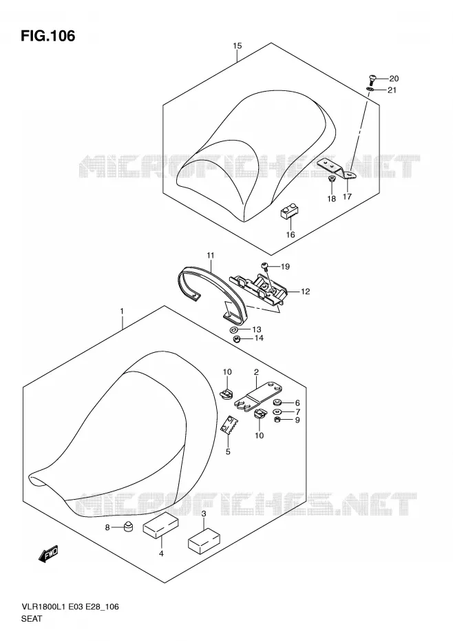 SELLE (VLR1800L1 E28) Suzuki MOTO 1800 BOULEVARD 2011  VLR1800TL1(E3/E28)
