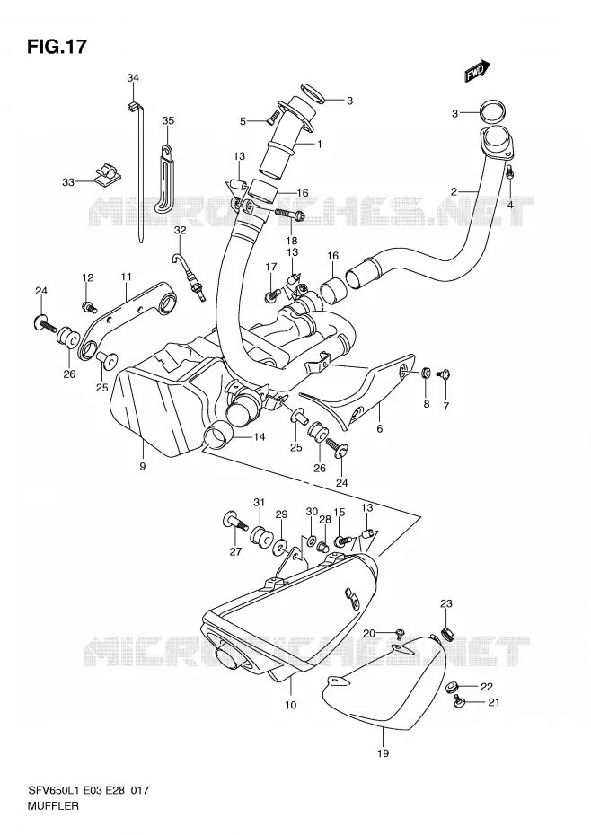 SILENCIEUX Suzuki MOTO 650 GLADIUS 2011  SFV650L1(E3/E28)