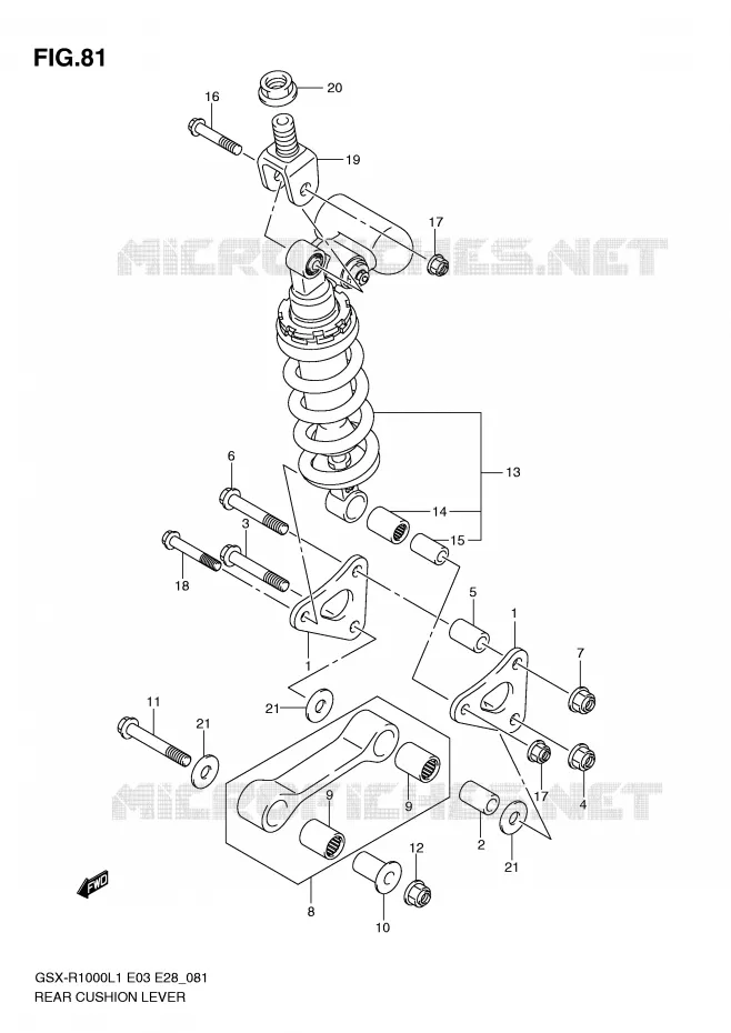 BIELLETTE DE SUSPENSION ARRIERE (GSX-R1000L1 E3) Suzuki MOTO 1000 GSX-R 2011  GSX-R1000L1(E3/E28)