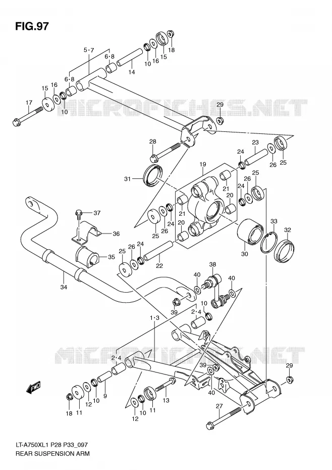 BRAS SUSPENSION ARRIERE Suzuki QUAD 750 KINGQUAD 2011  LT-A750XZL1(P28/P33)