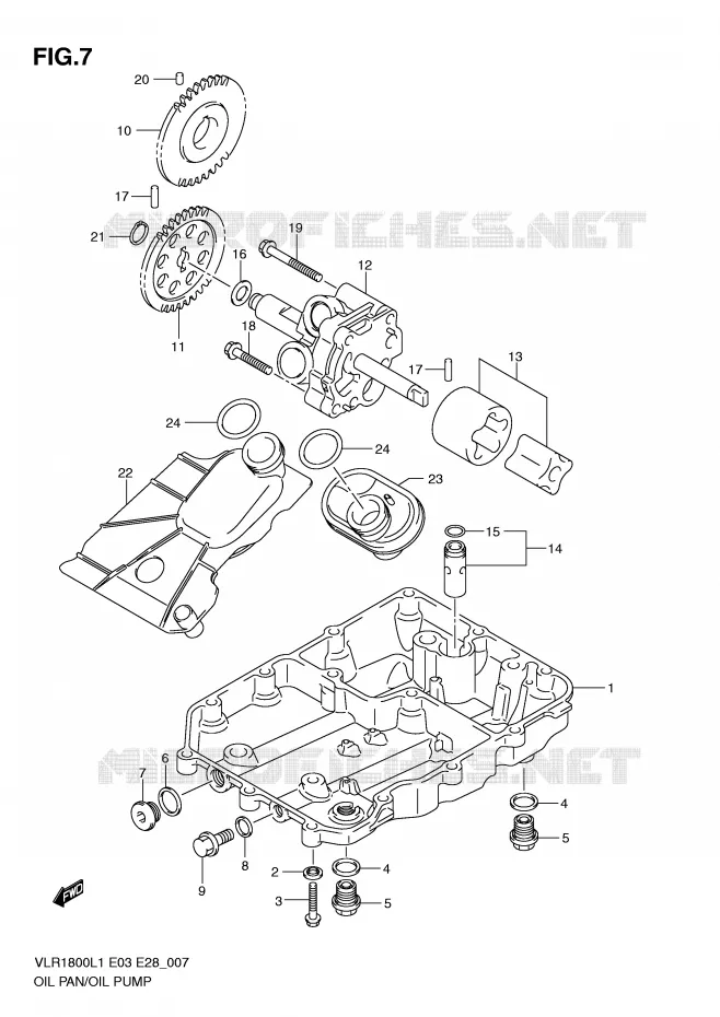 CARTER INFERIEUR - POMPE A HUILE Suzuki MOTO 1800 INTRUDER 2011  VLR1800L1(E3/E28)