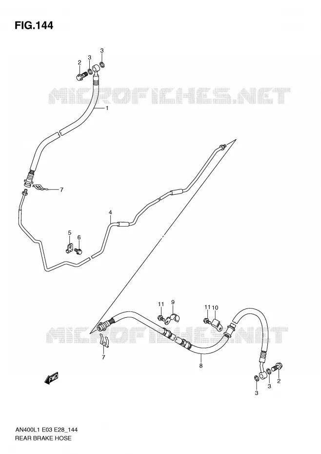 DURITE DE FREIN ARRIERE (AN400L1 E33) Suzuki SCOOTER 400 BURGMAN 2011  AN400L1(E3/E28)