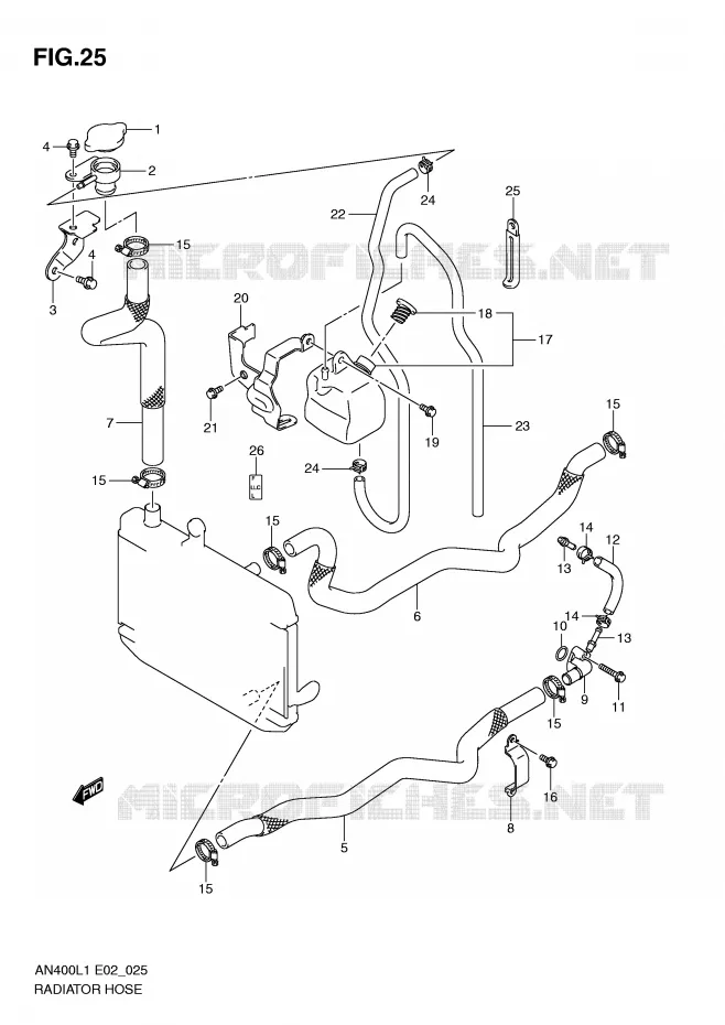 DURITE DE RADIATEUR Suzuki SCOOTER 400 BURGMAN 2011  AN400ZAL1(E2)