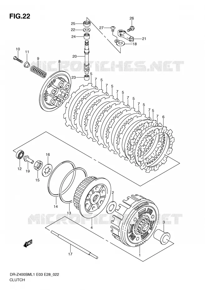EMBRAYAGE Suzuki MOTO 400 DR-Z 2011  DR-Z400SML1(E3/E28)