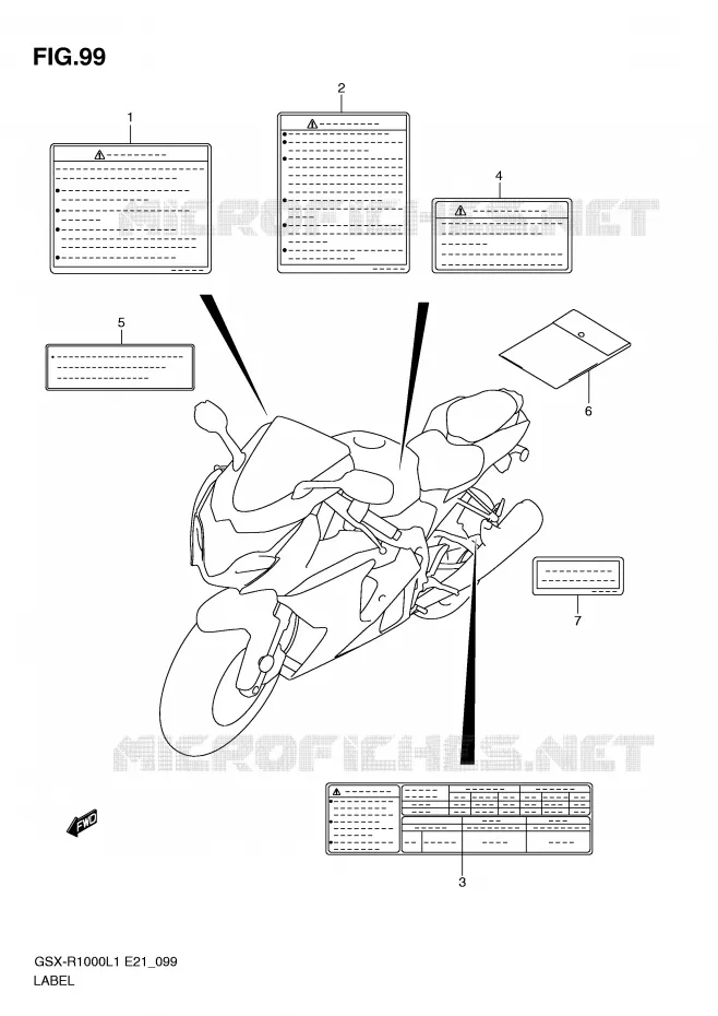 ETIQUETTE (GSX-R1000L1 E14) Suzuki MOTO 1000 GSX-R 2011  GSX-R1000UFL1(E21)