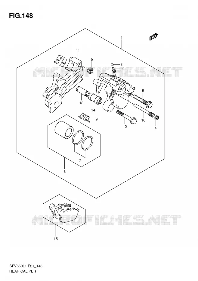 ETRIER DE FREIN ARRIERE (SFV650UL1 E21) Suzuki MOTO 650 GLADIUS 2011  SFV650UAL1(E21)