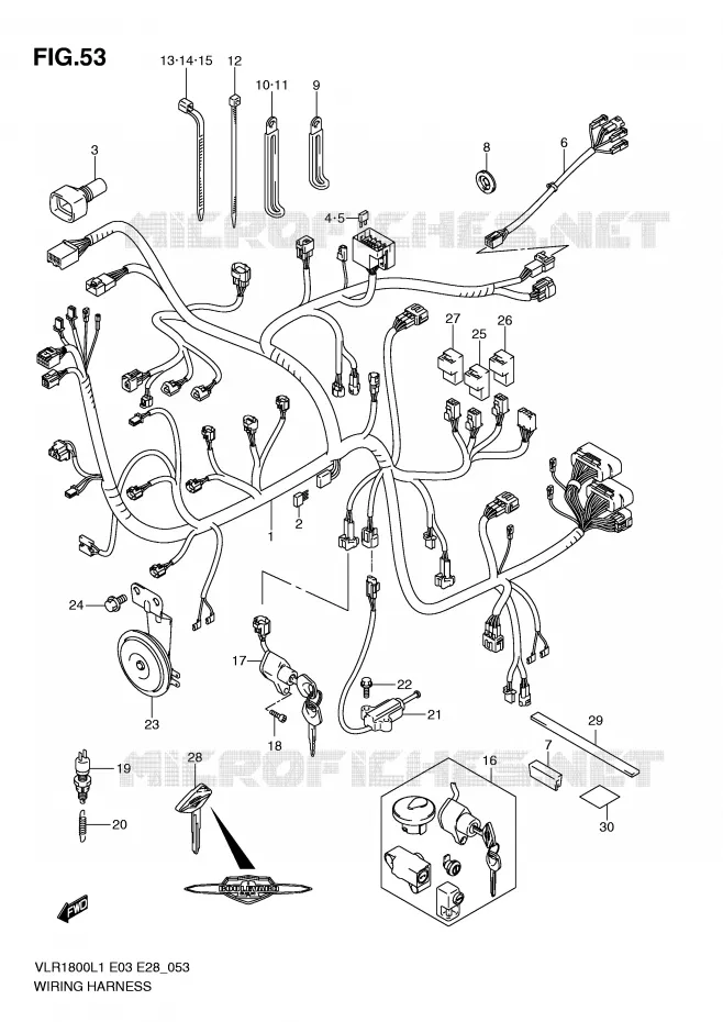 FAISCEAU ELECTRIQUE (VLR1800TL1 E3) Suzuki MOTO 1800 BOULEVARD 2011  VLR1800TL1(E3/E28)