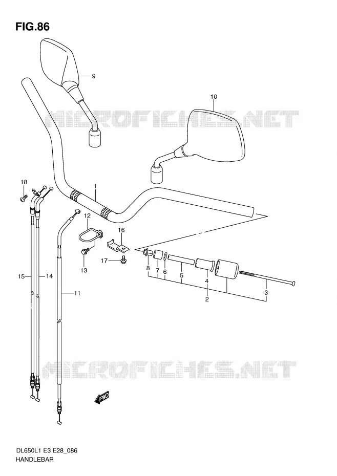 GUIDON (DL650L1 E3) Suzuki MOTO 650 V-STROM 2011  DL650L1(E3)