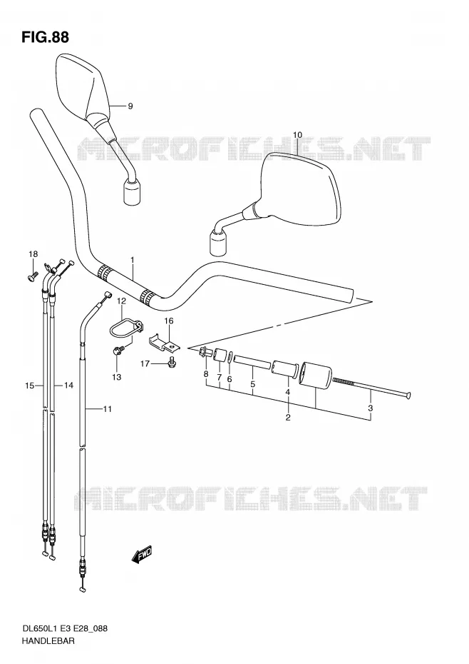GUIDON (DL650L1 E33) Suzuki MOTO 650 V-STROM 2011  DL650AL1(E3)