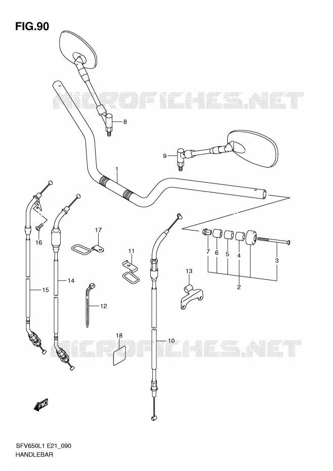 GUIDON (SFV650L1 E24) Suzuki MOTO 650 GLADIUS 2011  SFV650UAL1(E21)