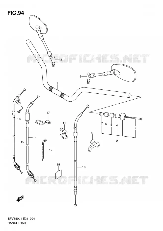 GUIDON (SFV650UAL1 E21) Suzuki MOTO 650 GLADIUS 2011  SFV650UL1(E21)