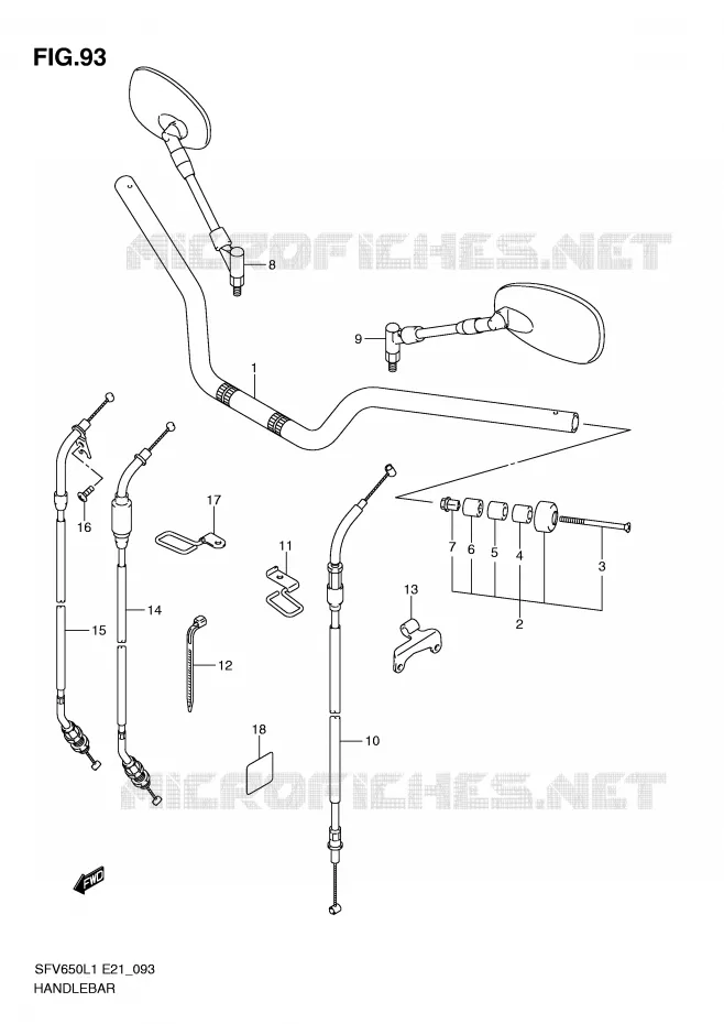 GUIDON (SFV650UL1 E24) Suzuki MOTO 650 GLADIUS 2011  SFV650UAL1(E21)