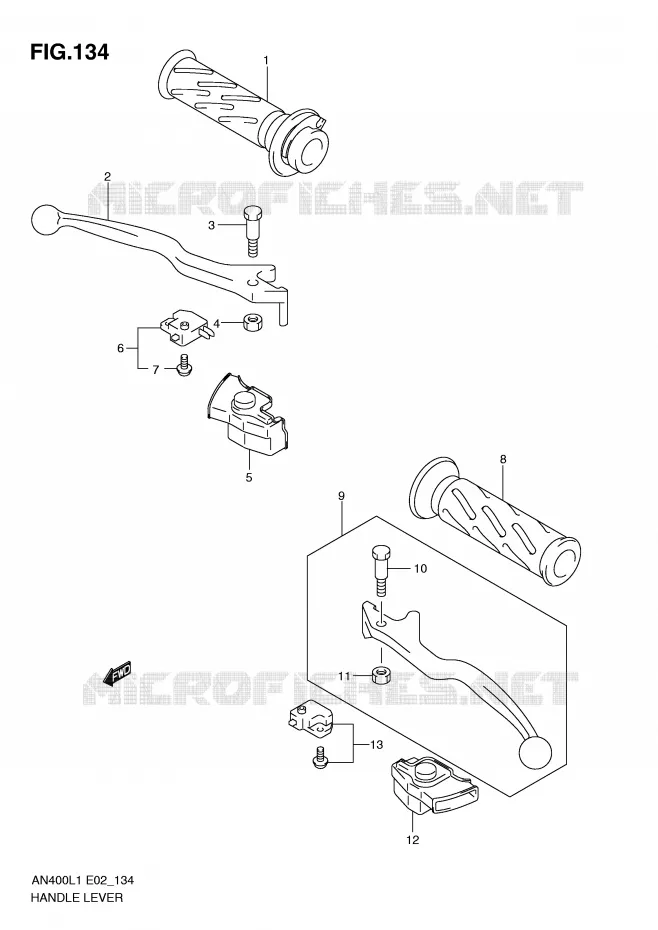 LEVIERS - POIGNEES (AN400AL1 E24) Suzuki SCOOTER 400 BURGMAN 2011  AN400L1(E2)
