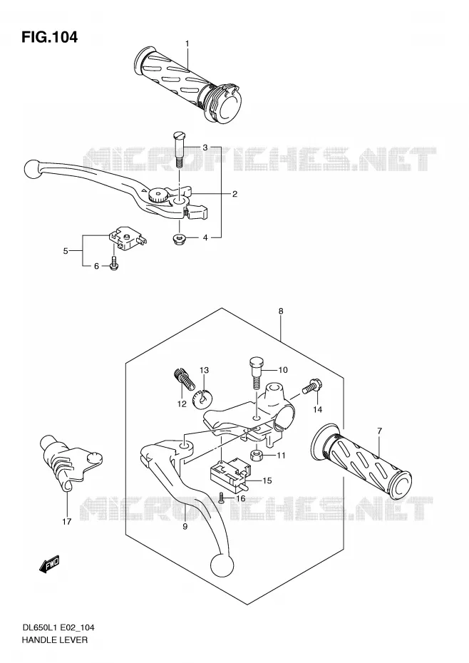 LEVIERS - POIGNEES (DL650AL1 E2) Suzuki MOTO 650 V-STROM 2011  DL650AUEL1(E2)
