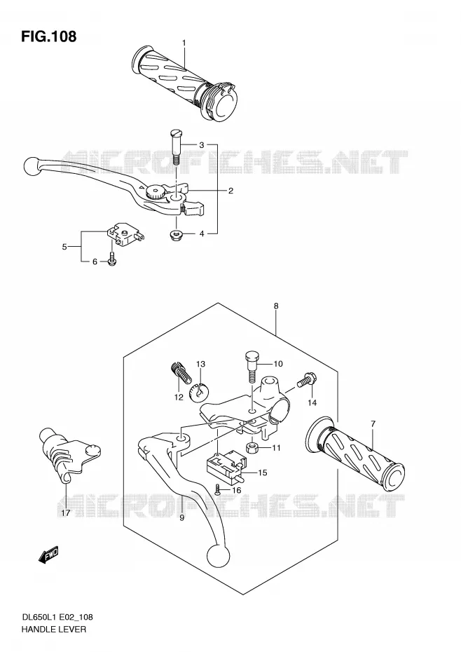 LEVIERS - POIGNEES (DL650AUEL1 E19) Suzuki MOTO 650 V-STROM 2011  DL650UEL1(E2)