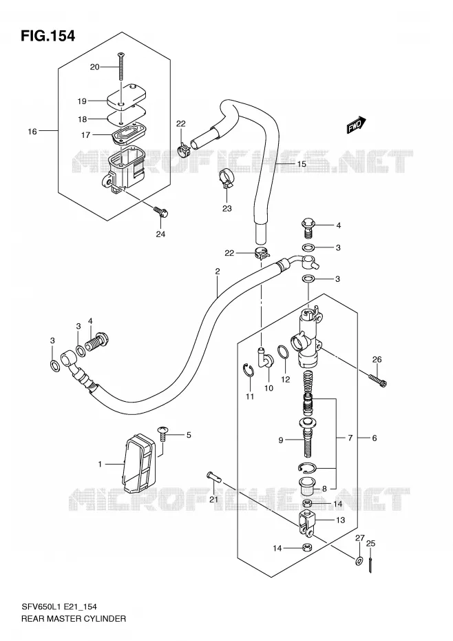 MAITRE CYLINDRE DE FREIN ARRIERE (SFV650UL1 E21) Suzuki MOTO 650 GLADIUS 2011  SFV650UL1(E21)