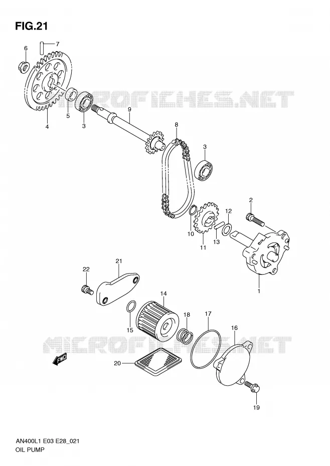 POMPE A HUILE Suzuki SCOOTER 400 BURGMAN 2011  AN400ZAL1(E3/E28)