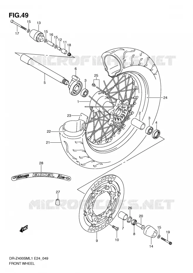 ROUE AVANT Suzuki MOTO 400 DR-Z 2011  DR-Z400SML1(E24)