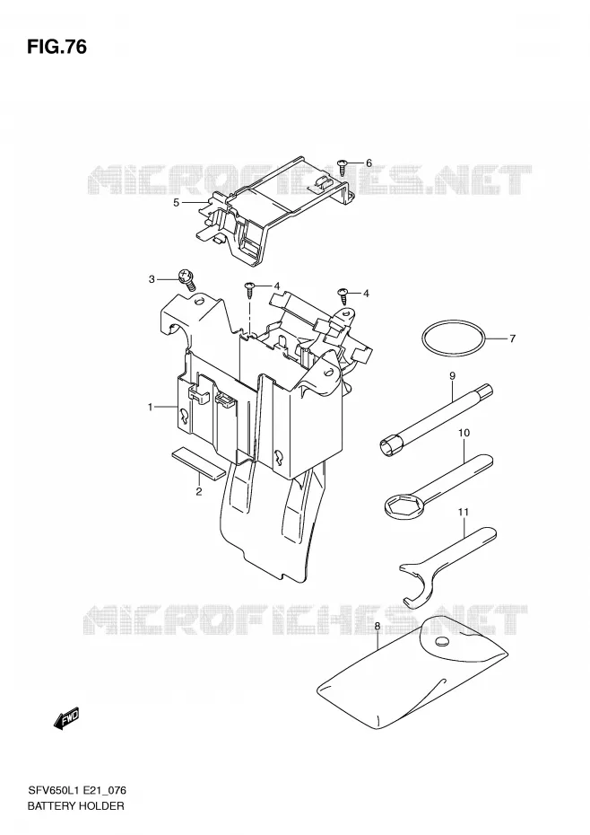 SUPPORT BATTERIE (SFV650L1 E21) Suzuki MOTO 650 GLADIUS 2011  SFV650UL1(E21)