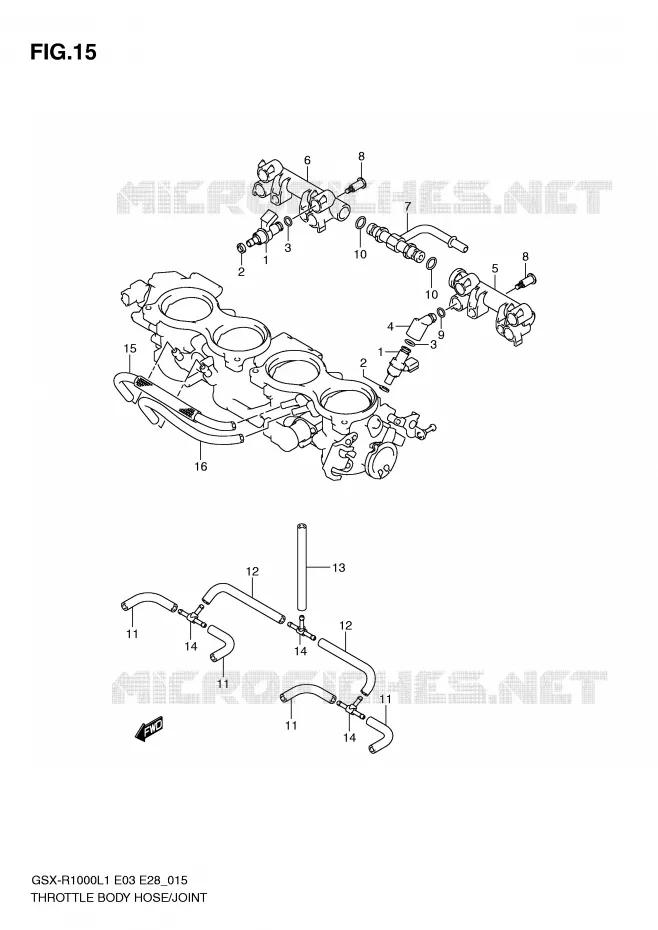 SYSTÈME D'INJECTION (GSX-R1000L1 E28) Suzuki MOTO 1000 GSX-R 2011  GSX-R1000L1(E3/E28)