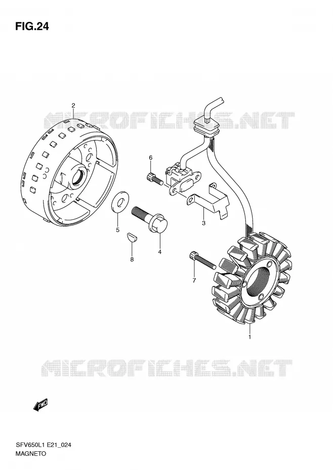 ALLUMAGE ROTOR - STATOR Suzuki MOTO 650 GLADIUS 2011  SFV650AL1(E21)