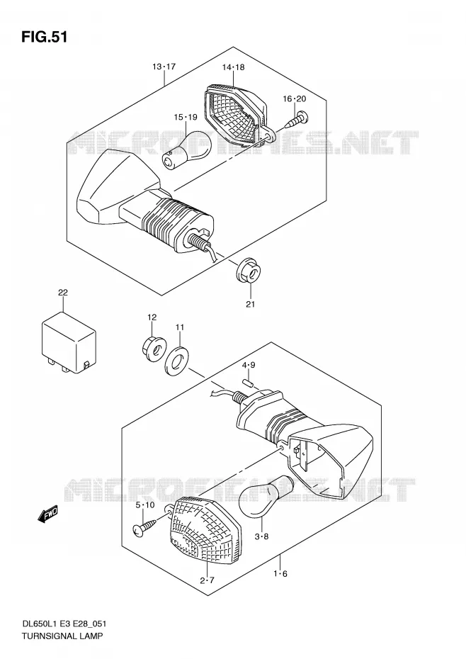 CLIGNOTANTS Suzuki MOTO 650 V-STROM 2011  DL650AL1(E3)