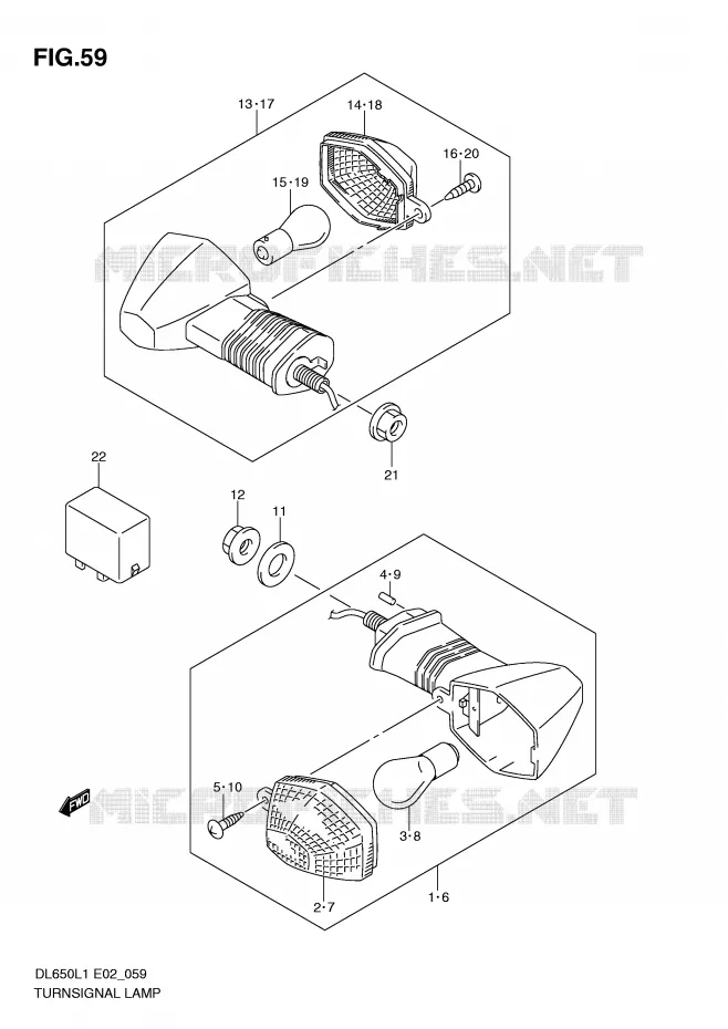 CLIGNOTANTS Suzuki MOTO 650 V-STROM 2011  DL650L1(E2)