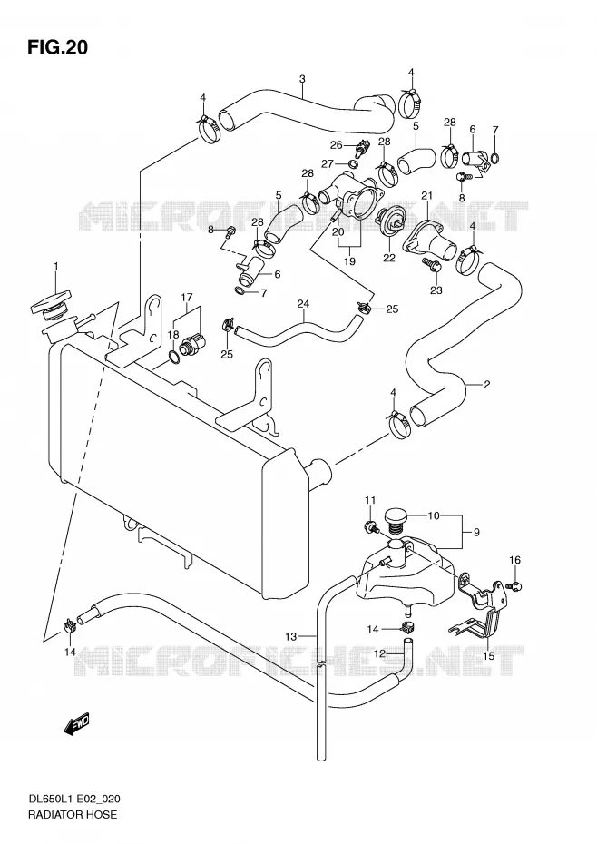 DURITE DE RADIATEUR Suzuki MOTO 650 V-STROM 2011  DL650UEL1(E2)