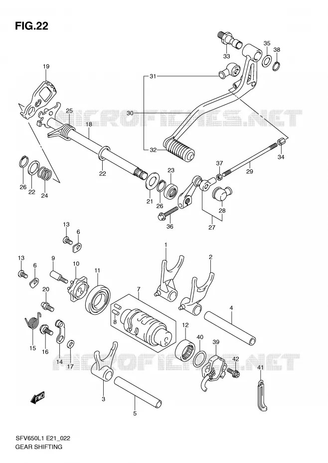 ENSEMBLE DE SELECTION DE VITESSES Suzuki MOTO 650 GLADIUS 2011  SFV650AL1(E21)
